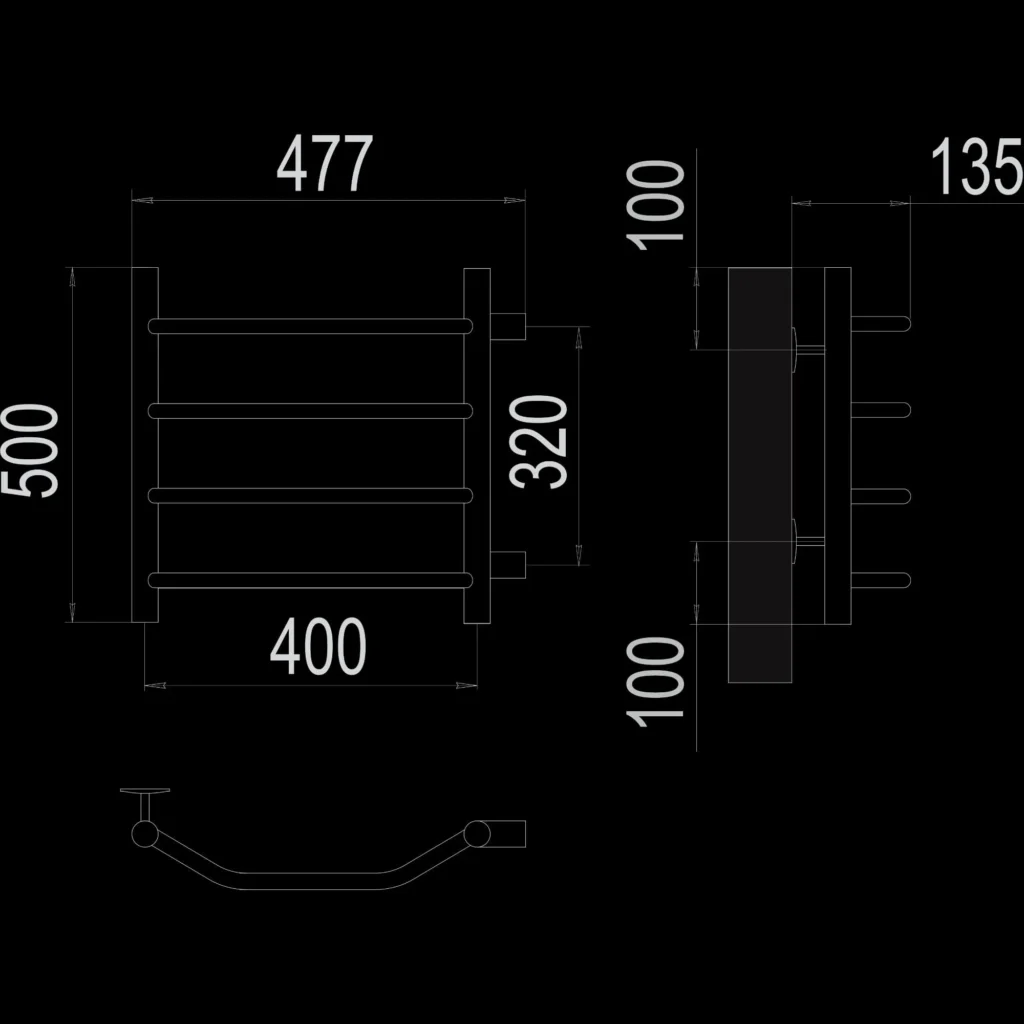 Terminus Виктория — водяные полотенцесушители 500×477, 4 перекладины